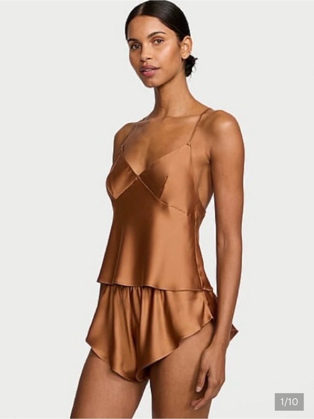 Copper Brown Satin Open Back
Cami Set